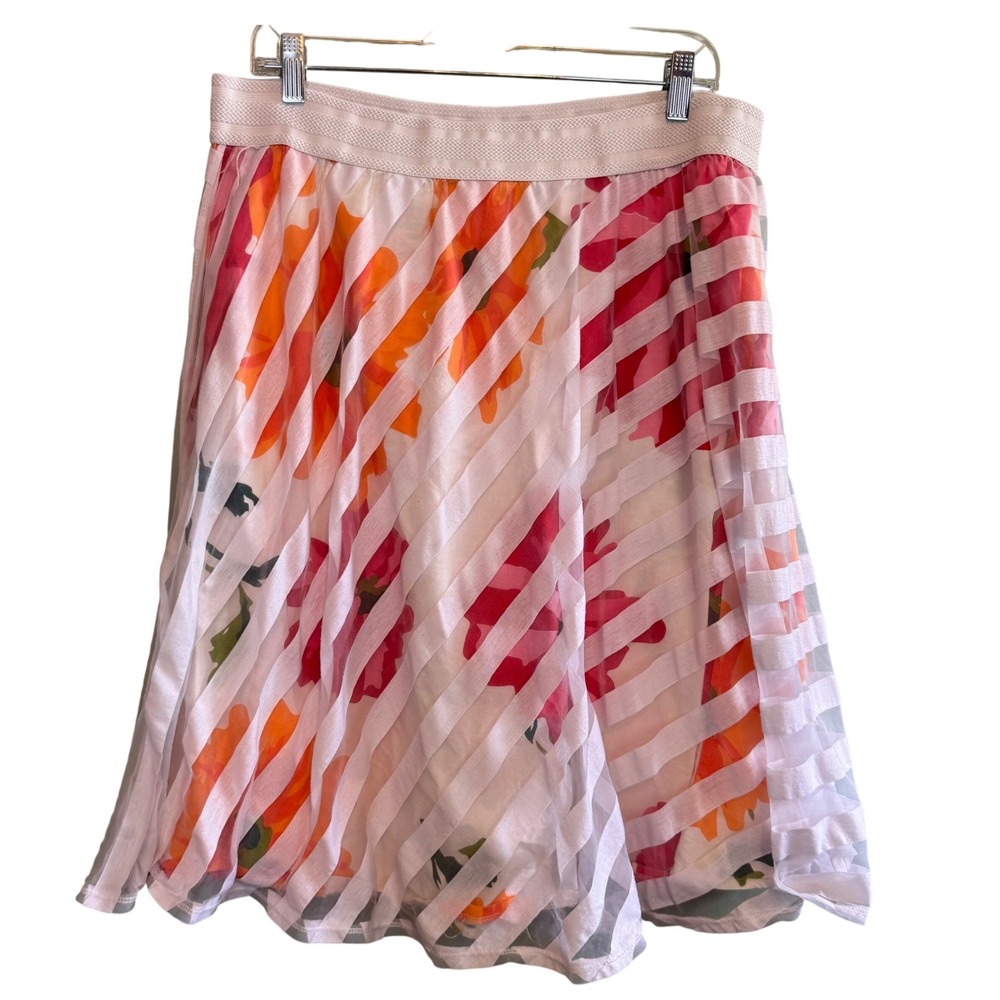 Metro Wear Womens Floral Sheer Feminine Overlay A-Line Skirt Orange Size 2X